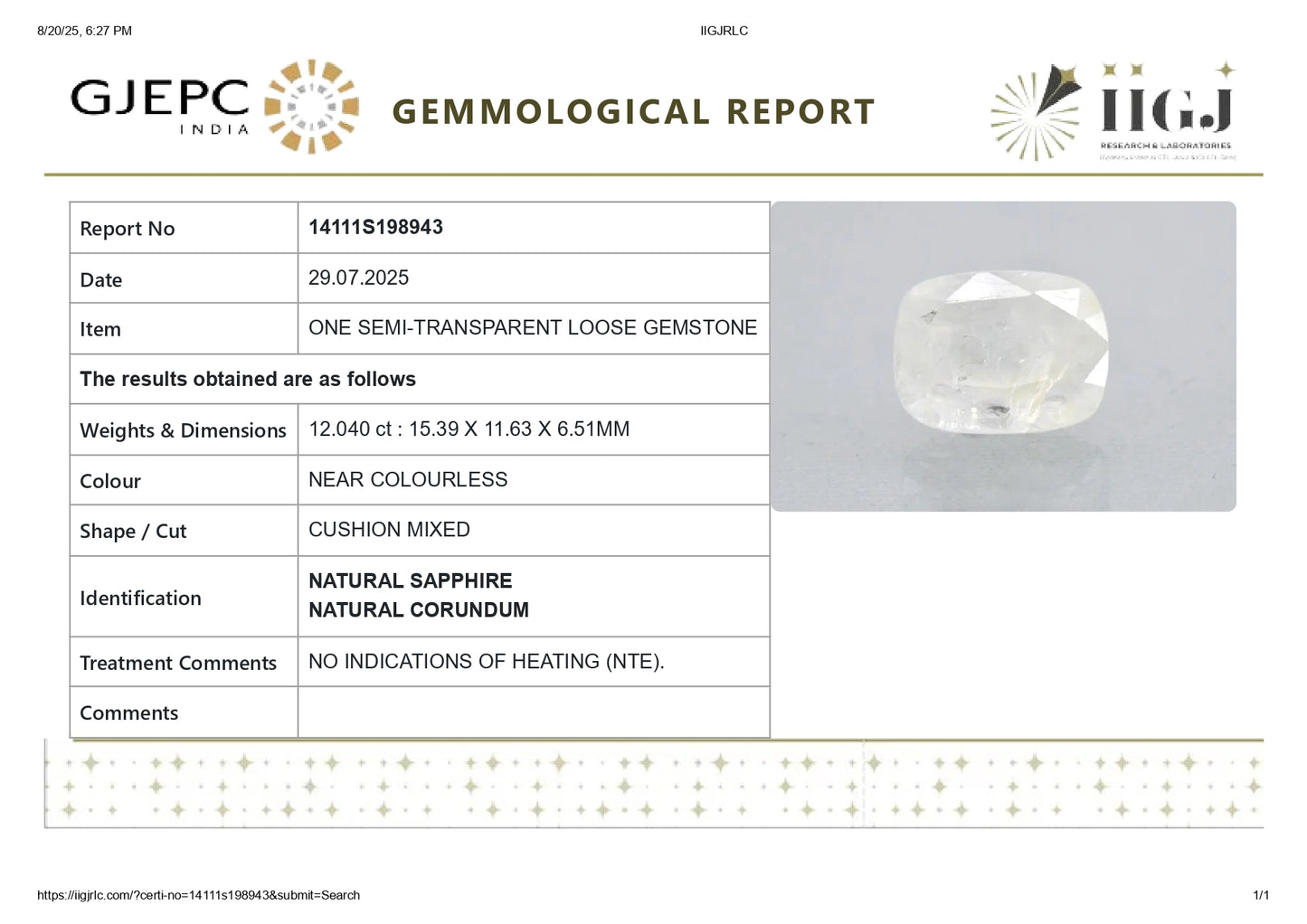 
                    
                      NATURAL WHITE SAPPHIRE 12.04 CARATS - Media 7
                    
                  