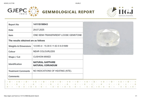 NATURAL WHITE SAPPHIRE 12.04 CARATS - Media 7
