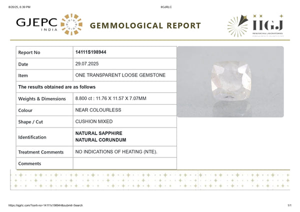 NATURAL WHITE SAPPHIRE 8.80 CARATS - Media 7