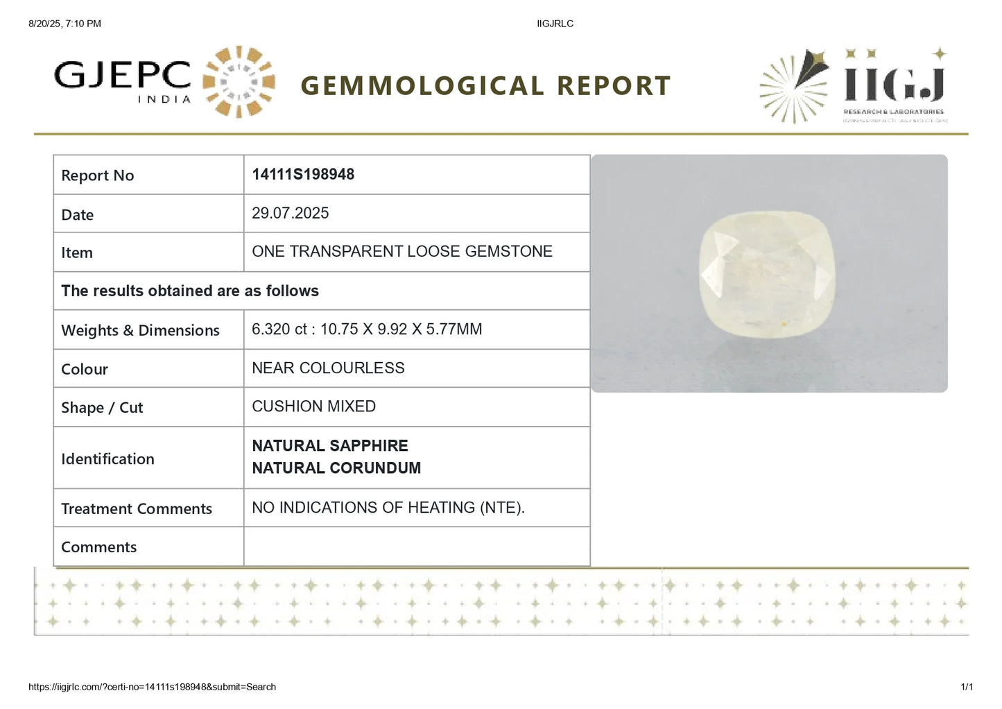 
                    
                      NATURAL WHITE SAPPHIRE 6.32 CARATS - Media 7
                    
                  