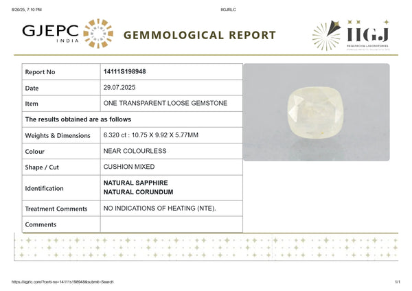 NATURAL WHITE SAPPHIRE 6.32 CARATS - Media 7
