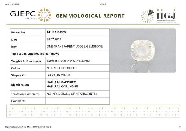NATURAL WHITE SAPPHIRE 5.27 CARATS - Media 7