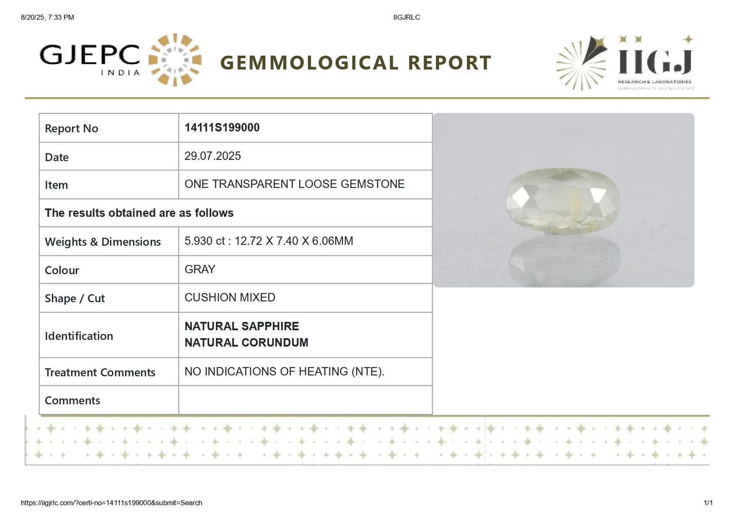 
                    
                      NATURAL WHITE SAPPHIRE 5.93 CARATS - Media 7
                    
                  