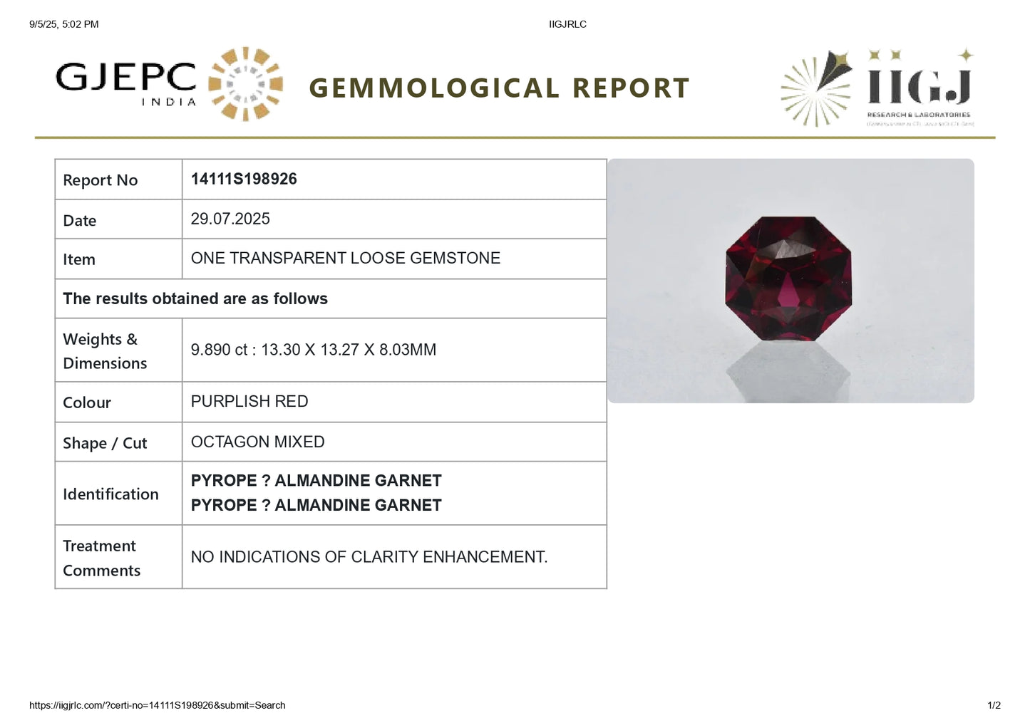 
                    
                      NATURAL HESSONITE (GOMED) 9.89 CARATS - Media 6
                    
                  