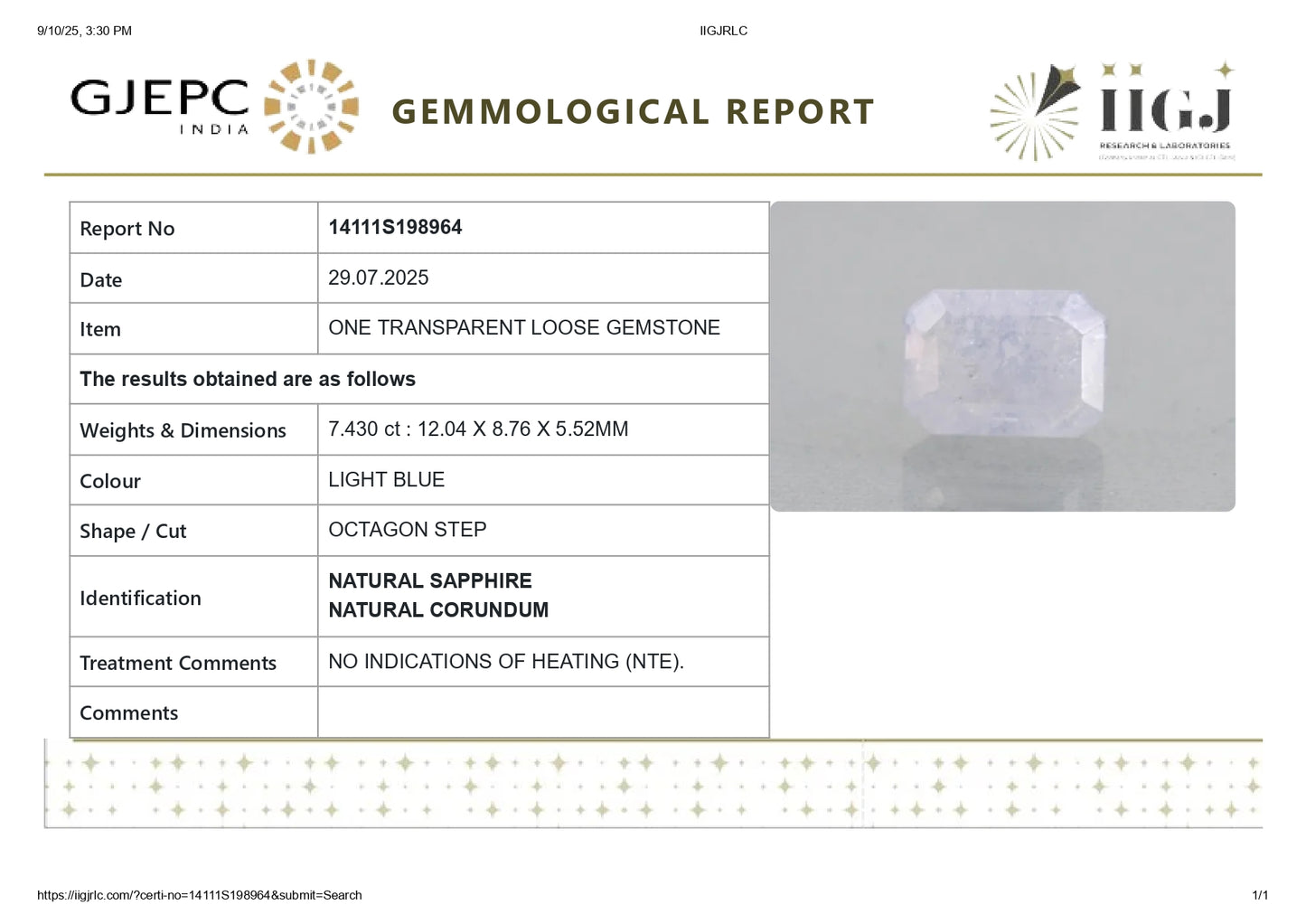 
                    
                      Natural Blue Sapphire (Neelam) 7.43 Carats - Media 6
                    
                  
