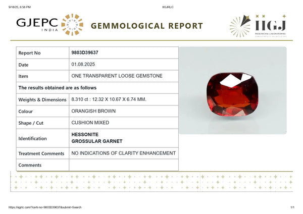 NATURAL HESSONITE (GOMED) 8.31 CARATS - Media 6