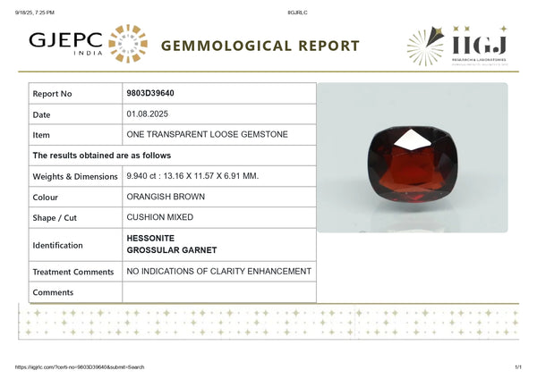 NATURAL HESSONITE (GOMED) 9.94 CARATS - Media 6