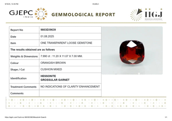 NATURAL HESSONITE (GOMED) 7.99 CARATS - Media 6