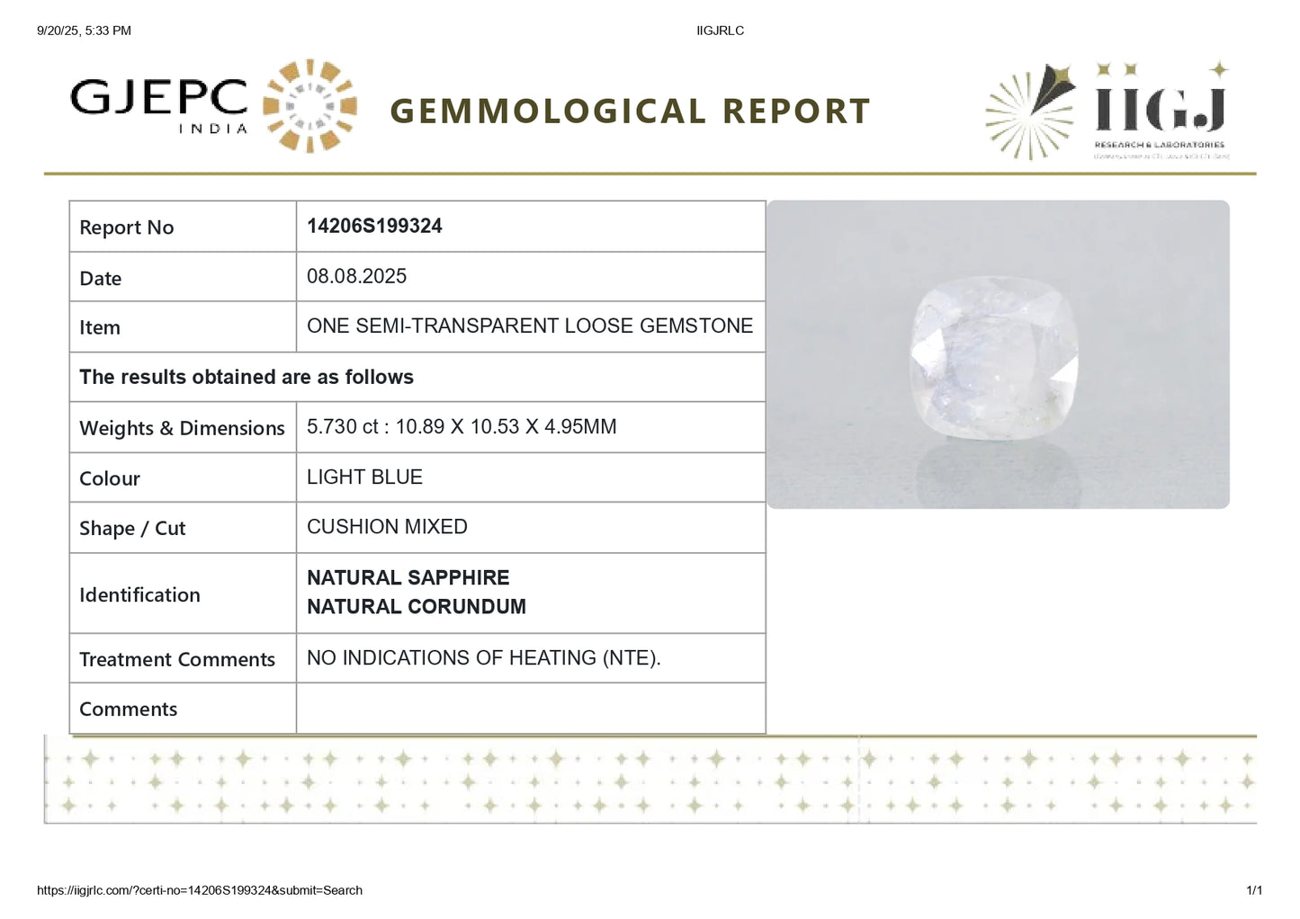 
                    
                      Natural Blue Sapphire (Neelam) 5.73 Carats - Media 6
                    
                  