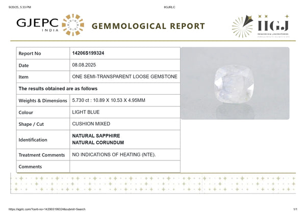 Natural Blue Sapphire (Neelam) 5.73 Carats - Media 6