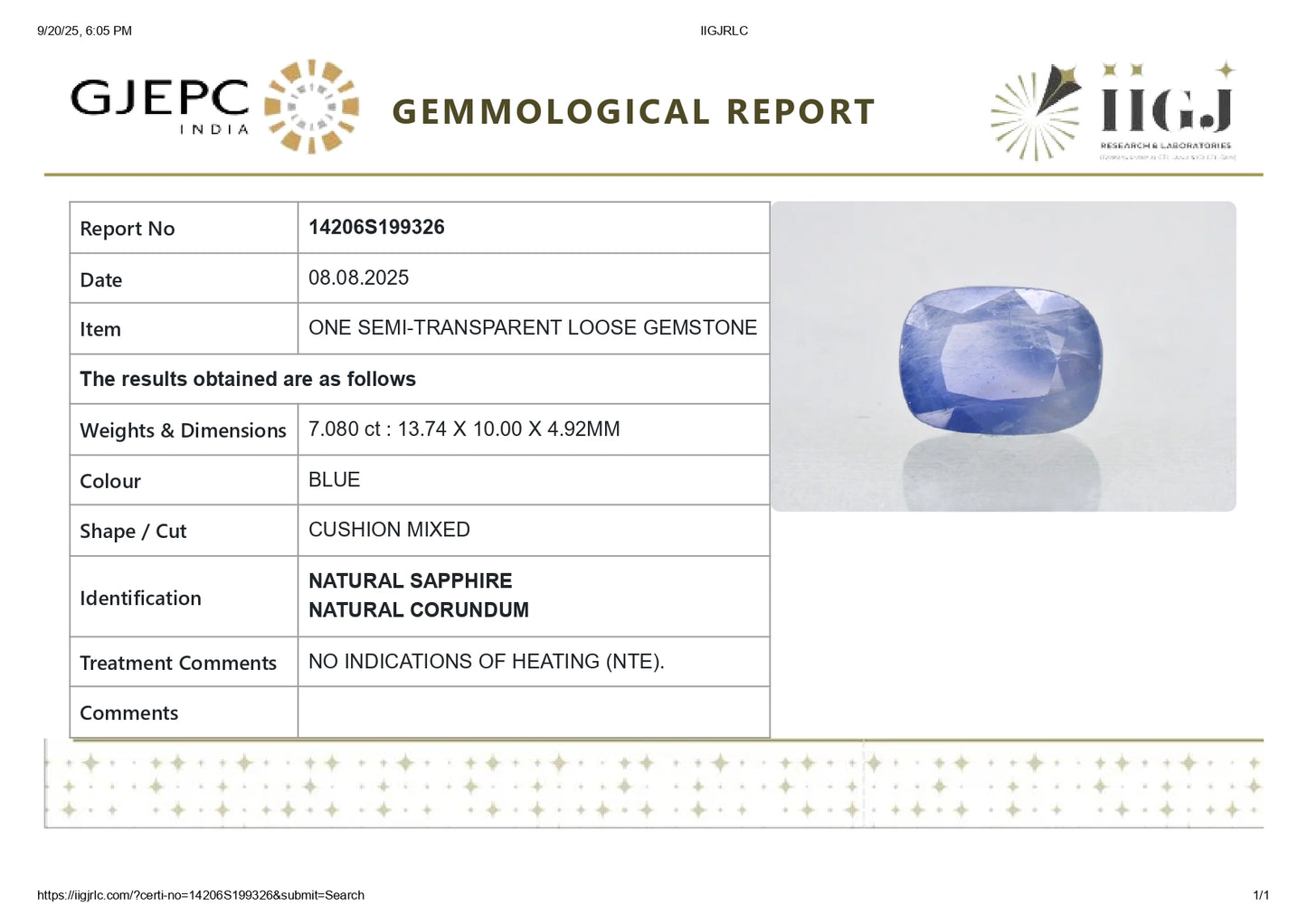 
                    
                      Natural Blue Sapphire (Neelam) 7.08 Carats - Media 6
                    
                  