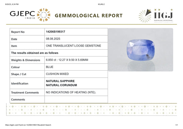 Natural Blue Sapphire (Neelam) 6.85 Carats - Media 6