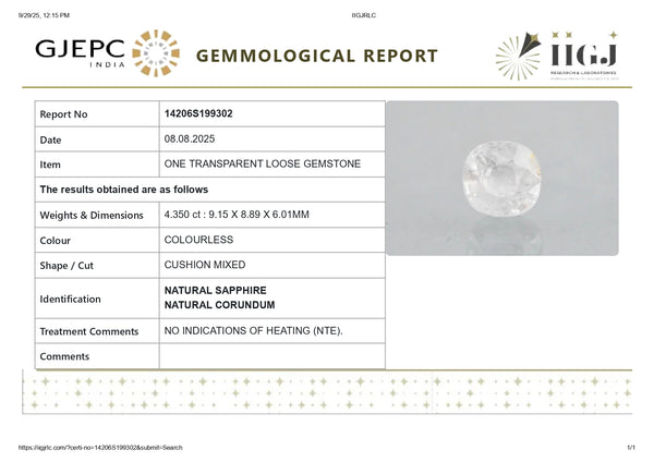 NATURAL WHITE SAPPHIRE 4.35 CARATS - Media 5