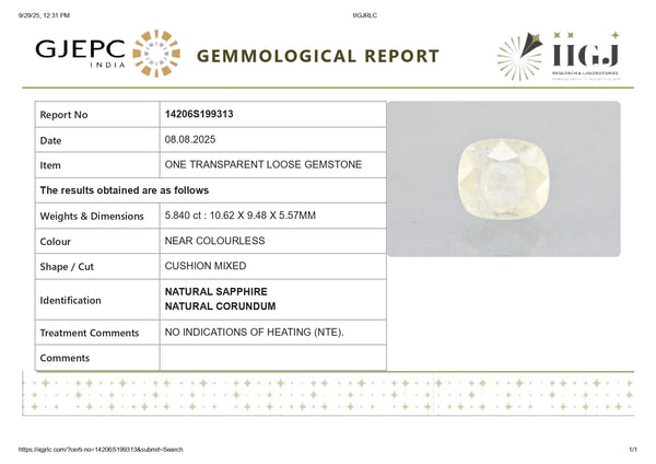 NATURAL WHITE SAPPHIRE 5.84 CARATS - Media 5