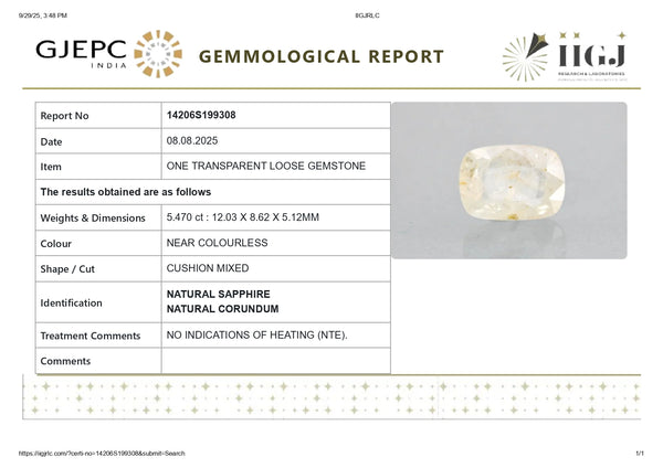 NATURAL WHITE SAPPHIRE 5.47 CARATS - Media 6