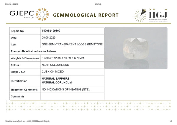 NATURAL WHITE SAPPHIRE 8.38 CARATS - Media 5
