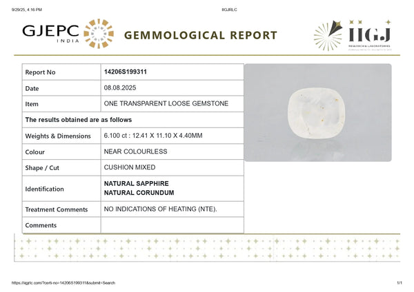 NATURAL WHITE SAPPHIRE 6.10 CARATS - Media 5