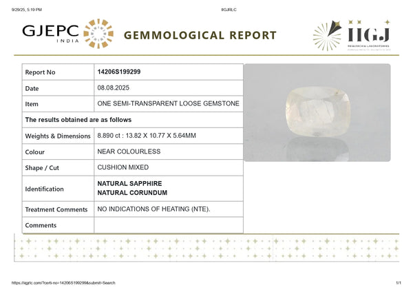 NATURAL WHITE SAPPHIRE 8.89 CARATS - Media 6