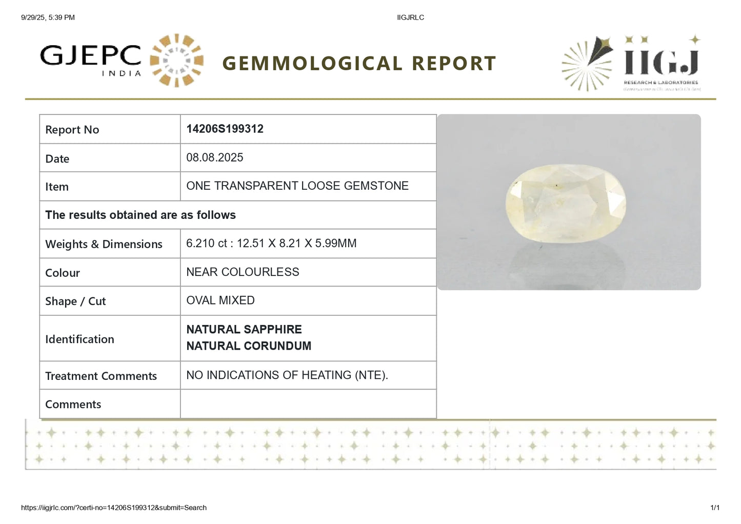 
                    
                      NATURAL WHITE SAPPHIRE 6.21 CARATS - Media 6
                    
                  