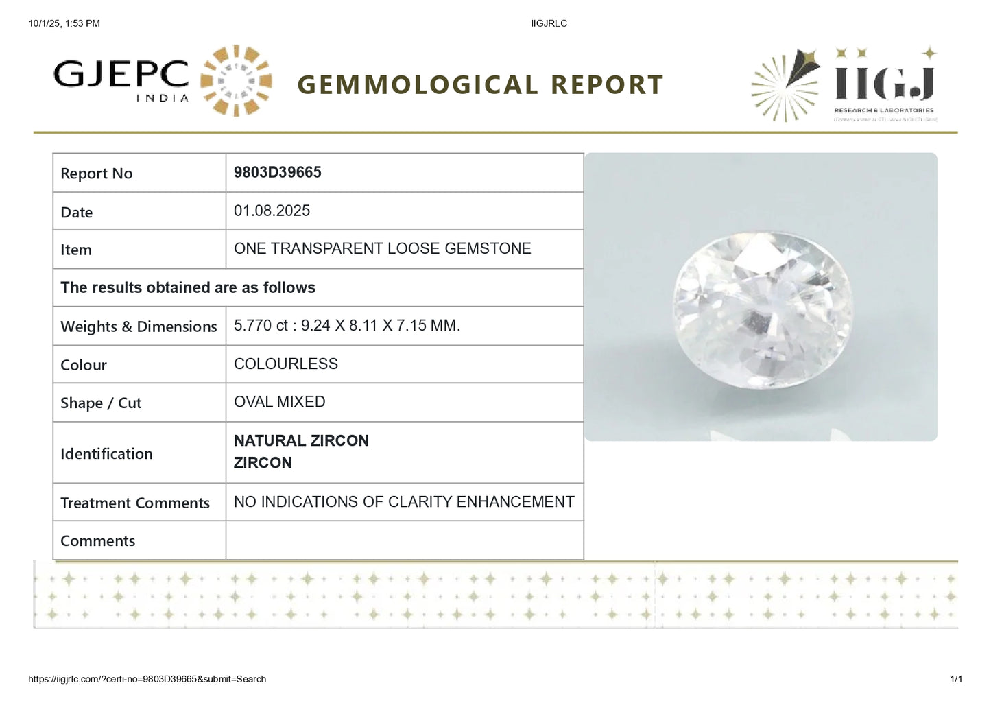 
                    
                      NATURAL ZIRCON 5.77 CARATS - Media 5
                    
                  