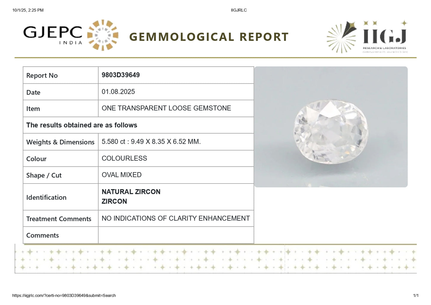 
                    
                      NATURAL ZIRCON 5.58 CARATS - Media 5
                    
                  
