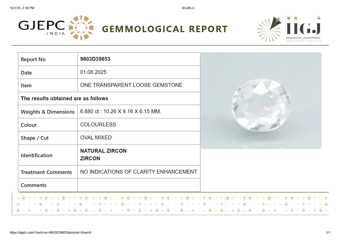 
                    
                      NATURAL ZIRCON 6.88 CARATS - Media 5
                    
                  