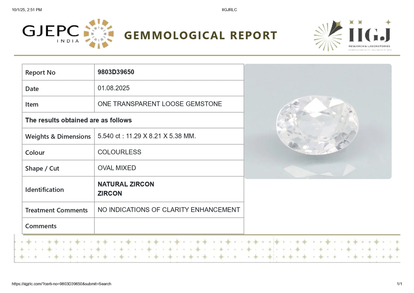
                    
                      NATURAL ZIRCON 5.54 CARATS - Media 5
                    
                  