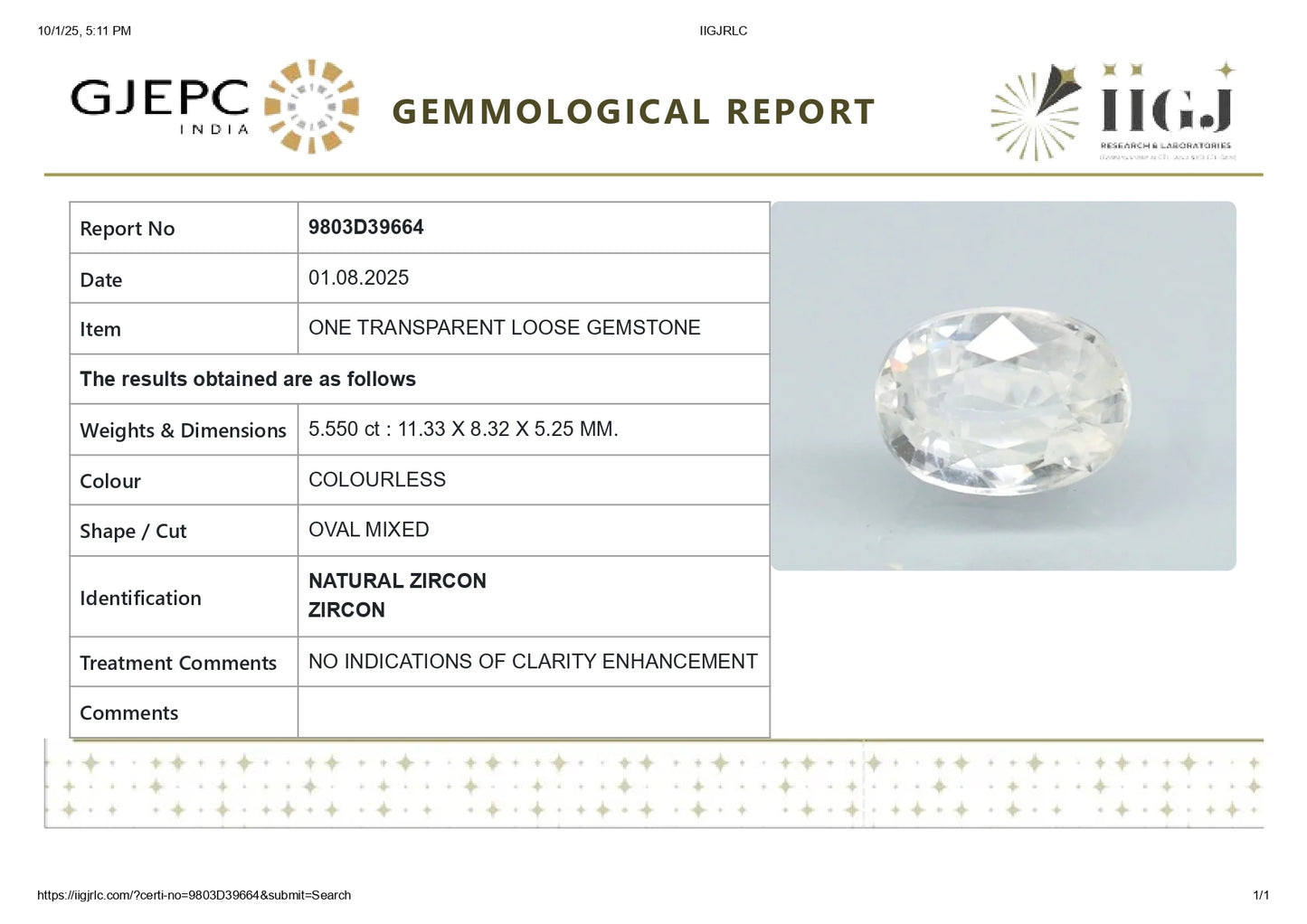 
                    
                      NATURAL ZIRCON 5.55 CARATS - Media 5
                    
                  