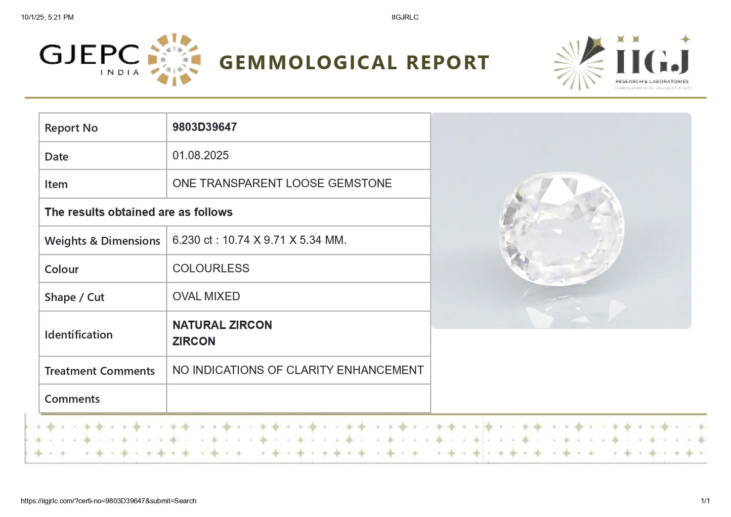 
                    
                      NATURAL ZIRCON 6.23 CARATS - Media 5
                    
                  