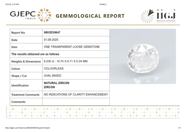 NATURAL ZIRCON 6.23 CARATS - Media 5