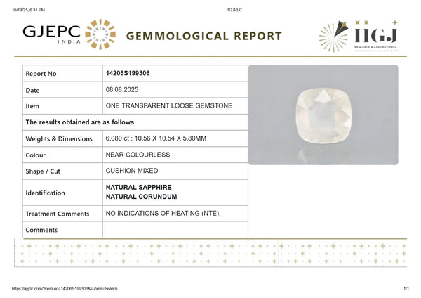 NATURAL WHITE SAPPHIRE 6.08 CARATS - Media 6