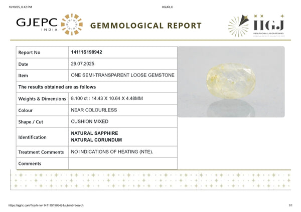 NATURAL WHITE SAPPHIRE 8.10 CARATS - Media 6