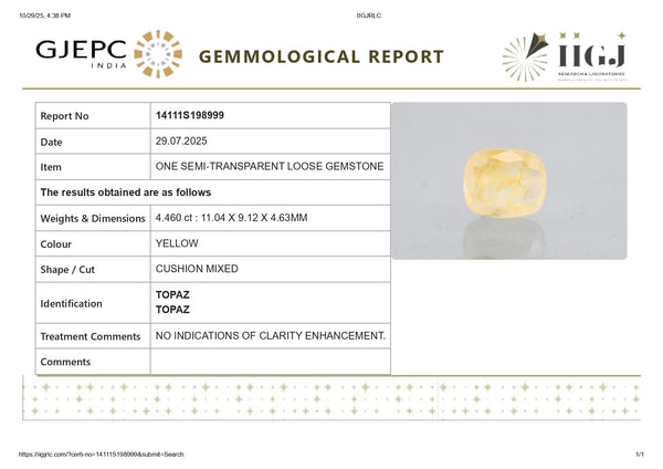 YELLOW TOPAZ 4.46 CARATS - Media 6