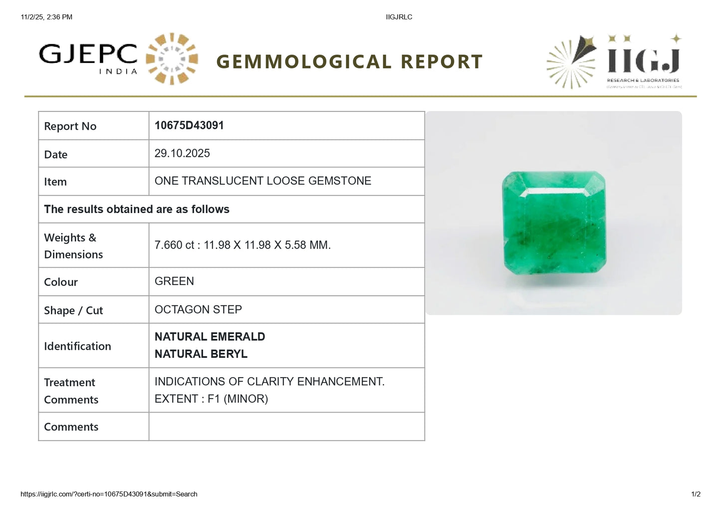 
                    
                      Natural Zambian Emerald (Panna) 7.66 Carats - Media 6
                    
                  