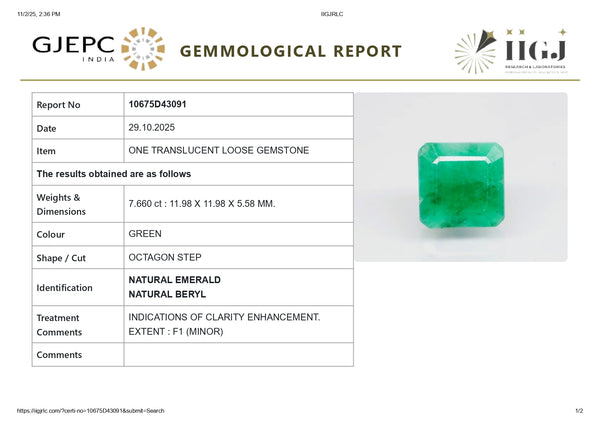 Natural Zambian Emerald (Panna) 7.66 Carats - Media 6