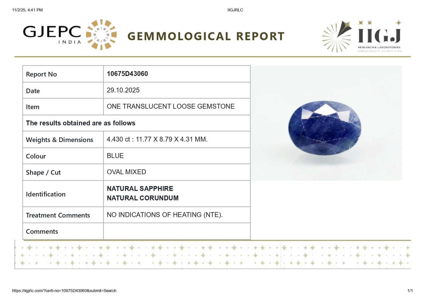 
                    
                      Natural Blue Sapphire (Neelam) 4.43 Carats - Media 7
                    
                  
