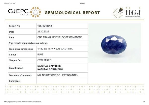 Natural Blue Sapphire (Neelam) 4.43 Carats - Media 7