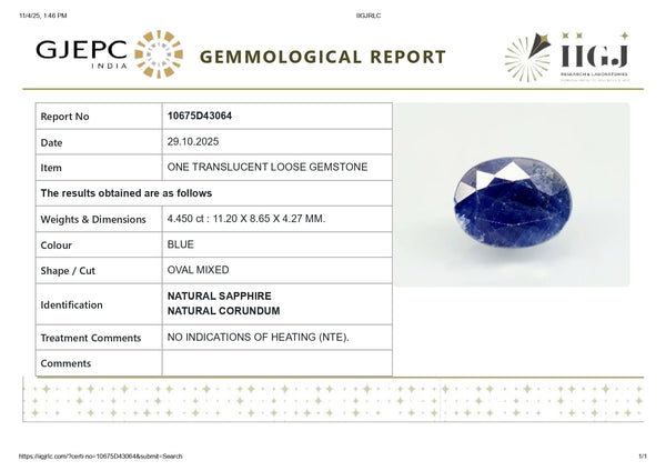 Natural Blue Sapphire (Neelam) 4.44 Carats - Media 7