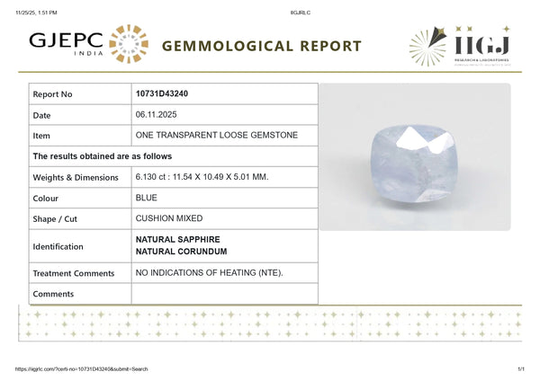 Natural Blue Sapphire (Neelam) 6.13 Carats - Media 6