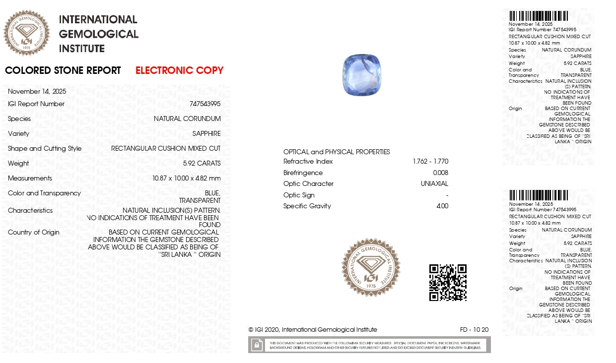 
                    
                      Natural Blue Sapphire (Neelam) 5.92 Carats - Media 6
                    
                  