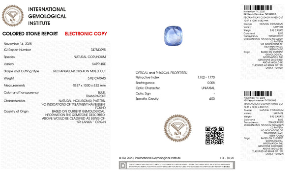 Natural Blue Sapphire (Neelam) 5.92 Carats - Media 6