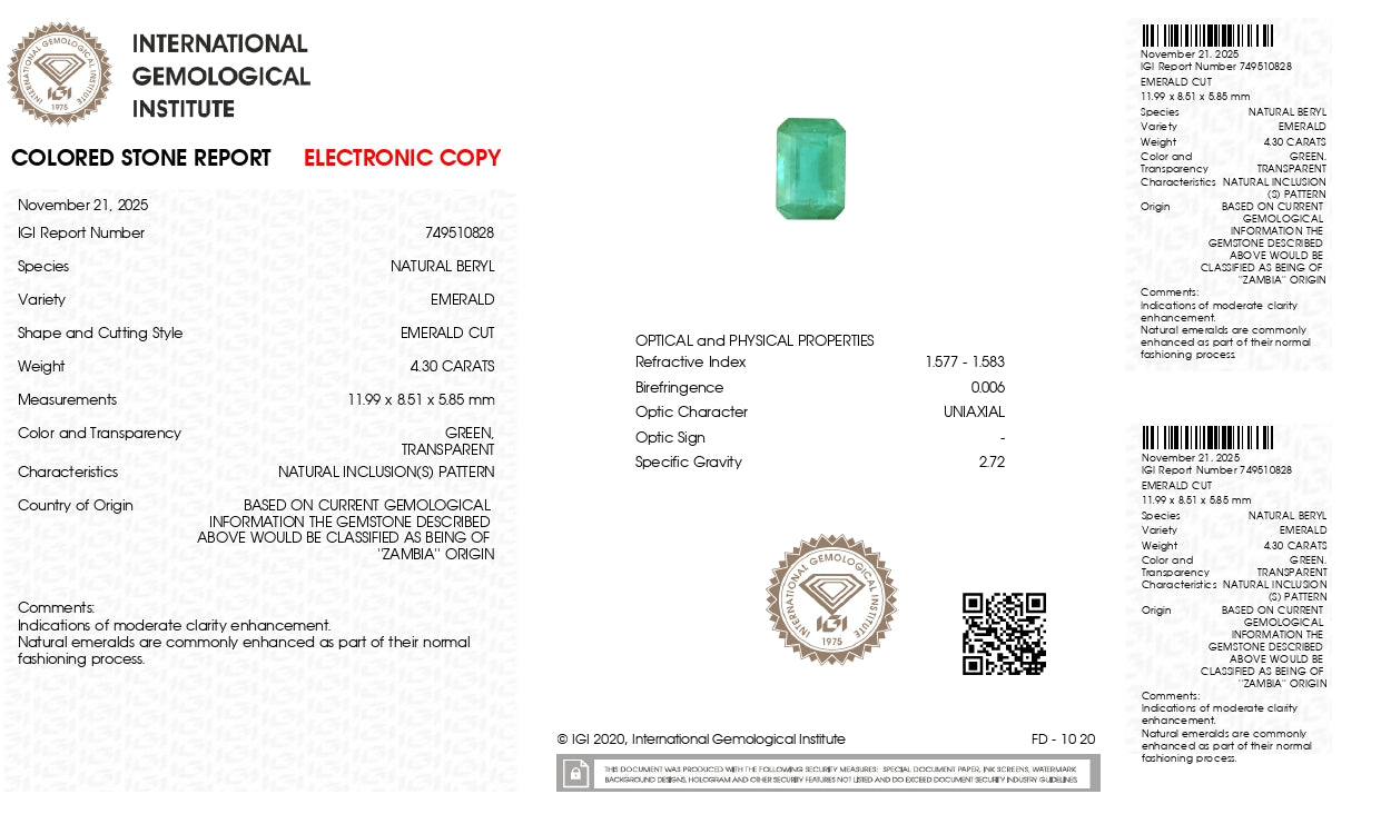 
                    
                      Natural Zambian Emerald (Panna) 4.30 Carats - Media 7
                    
                  