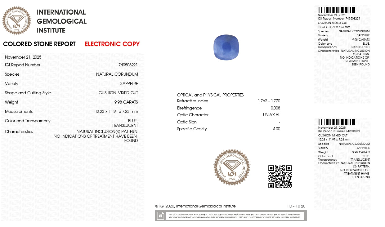 
                    
                      Natural Blue Sapphire (Neelam) 9.98 Carats - Media 6
                    
                  