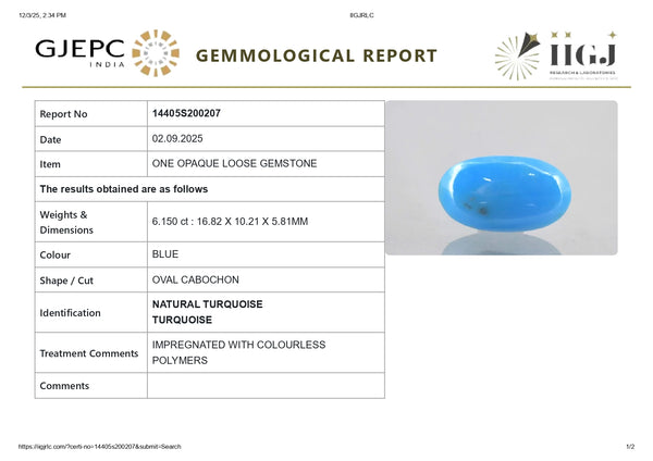 NATURAL TURQUOISE (FIROZA) 6.15 CARATS - Media 6