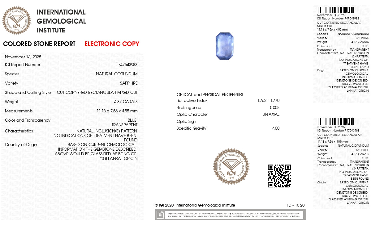 
                    
                      Natural Blue Sapphire (Neelam) 4.37 Carats - Media 6
                    
                  
