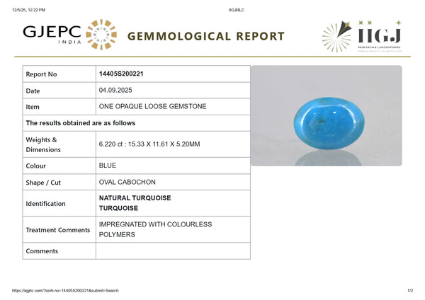 NATURAL TURQUOISE (FIROZA) 6.22 CARATS - Media 6