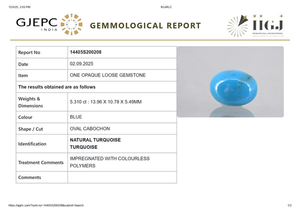NATURAL TURQUOISE (FIROZA) 5.31 CARATS - Media 6