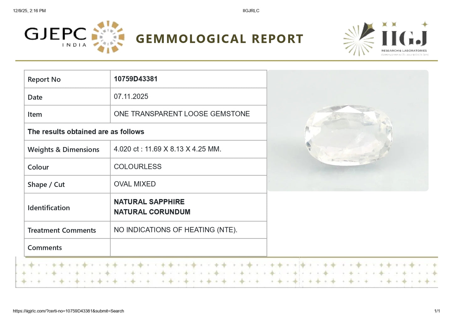 
                    
                      NATURAL WHITE SAPPHIRE 4.02 CARATS - Media 6
                    
                  