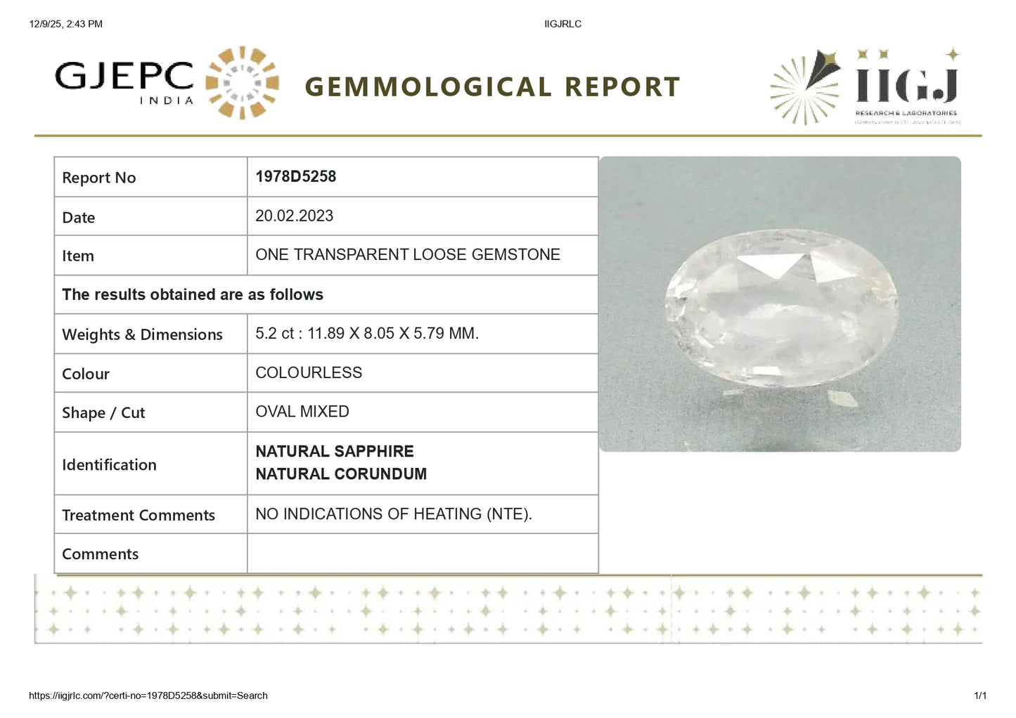 
                    
                      NATURAL WHITE SAPPHIRE 5.20 CARATS - Media 6
                    
                  