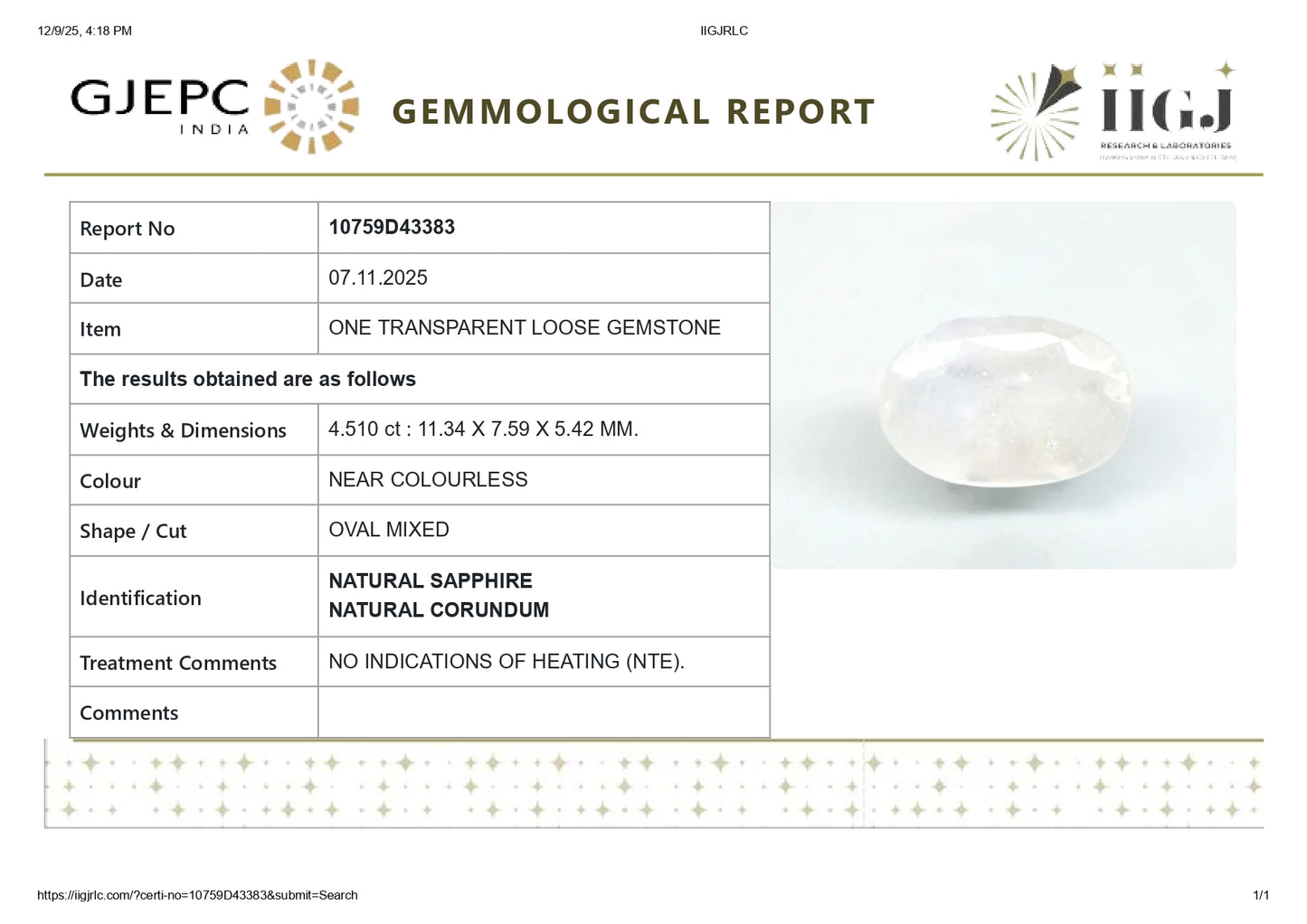 
                    
                      NATURAL WHITE SAPPHIRE 4.51 CARATS - Media 6
                    
                  